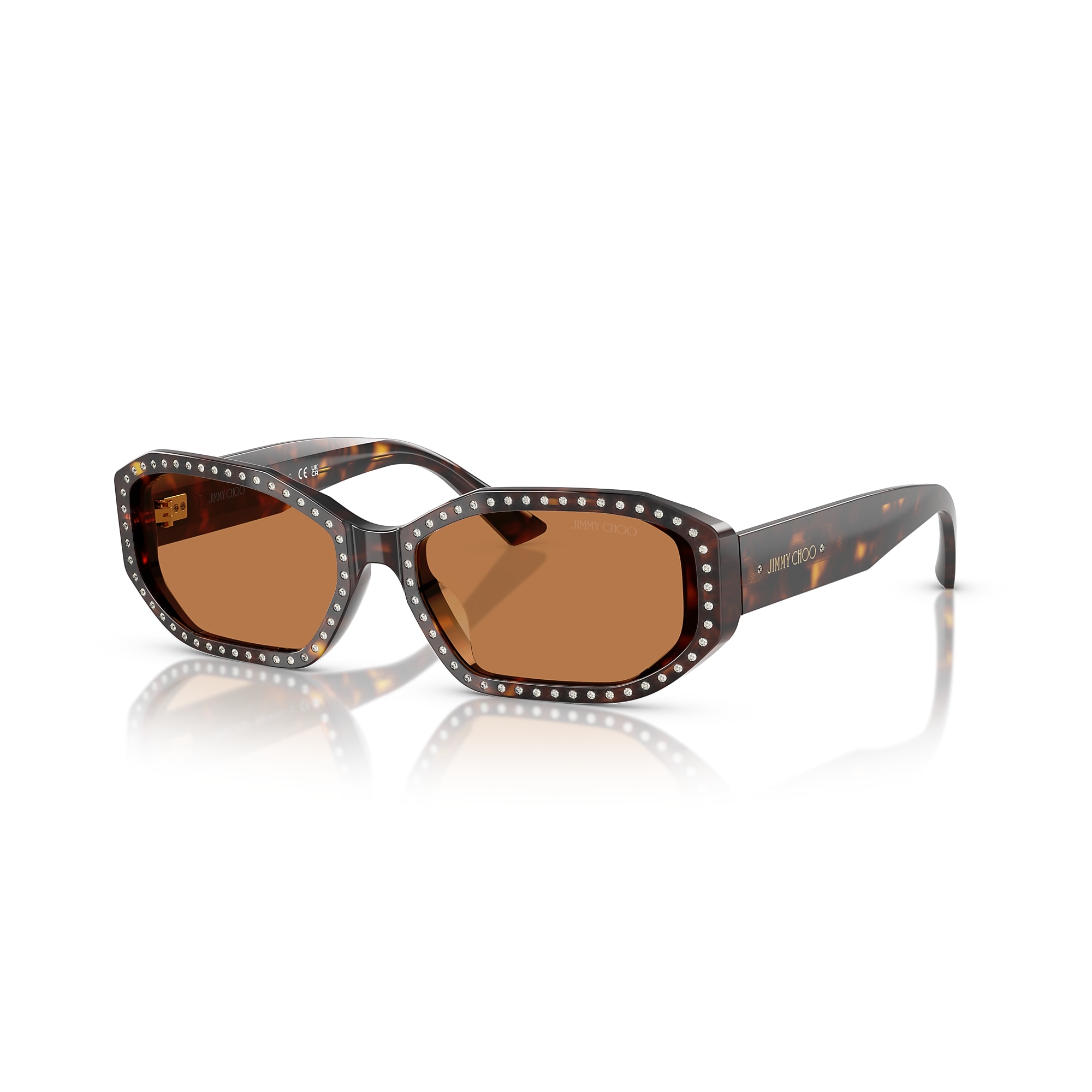 ☆美品☆JIMMY CHOO☆サングラスダークブラウン☆ラインストーン☆ Jimmy Choo JC5007 M (55 - 17) with Brown lenses and Tortoise frame