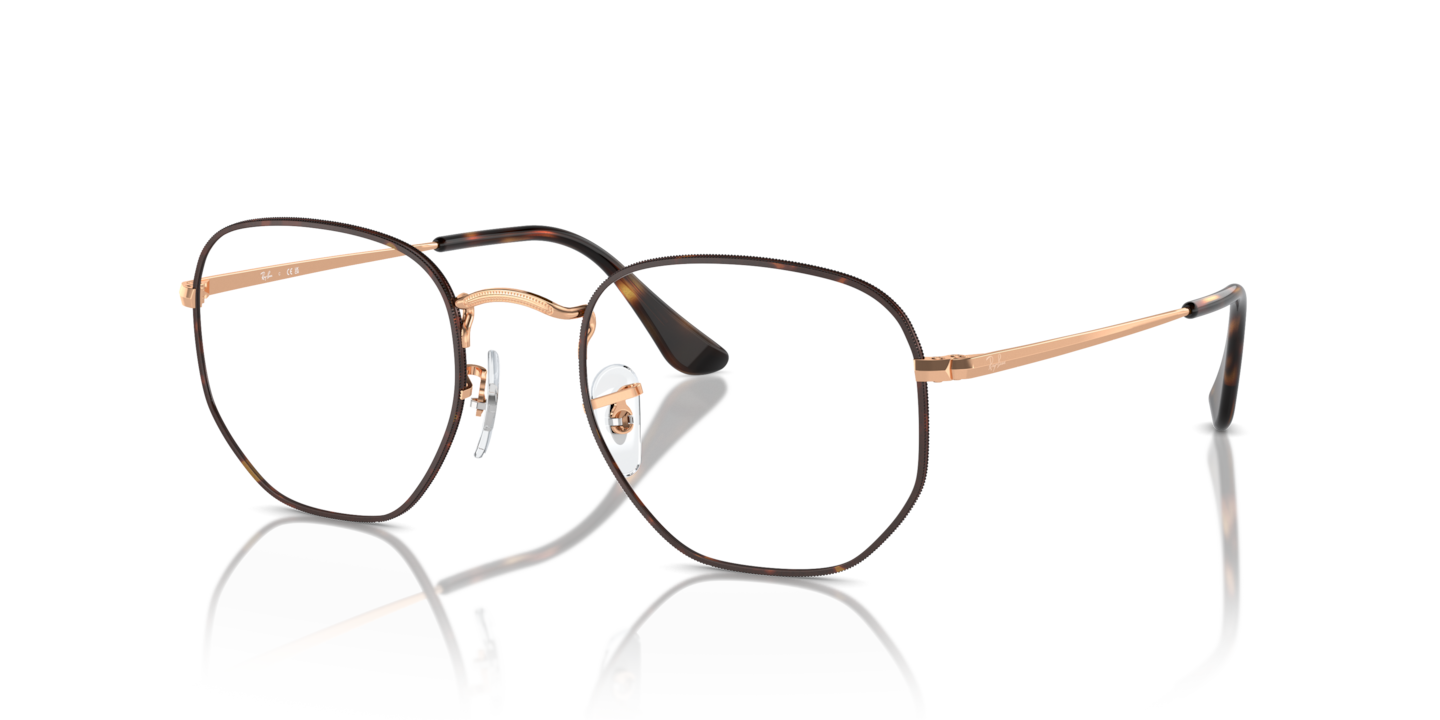 Ray-Ban RB6448 Hexagonal Optics Havana On Rose Gold
