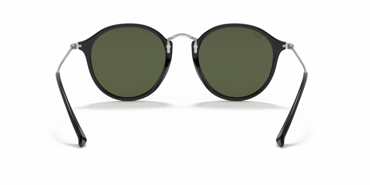 Ray-Ban RB2447 ブラックサングラス ROUND FLECK Sunglasses in Black and G-15 Green - RB2447