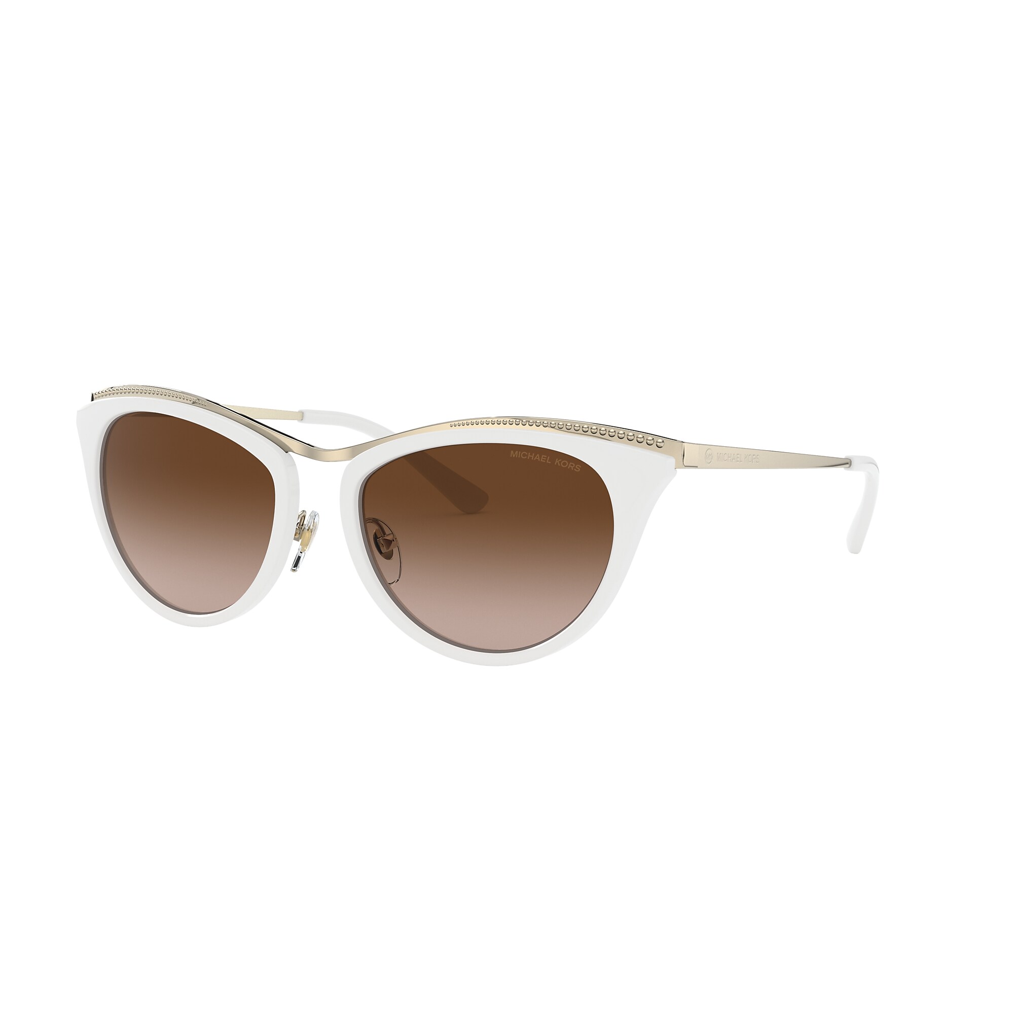 Michael Kors White Tortoiseshell Round Sunglasses with Brown Gradient Lenses Michael Kors 4162 Black Tortoise White Havana Tortoise main image 3