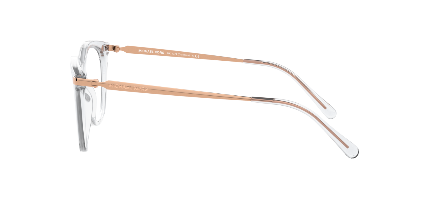 Michael Kors  MK4074 QUINTANA Transparent Frame Glasses. Eyeglasses New Michael Kors Quintana MK 4074 3332 Gray Gold Eyeglasses  main image 2