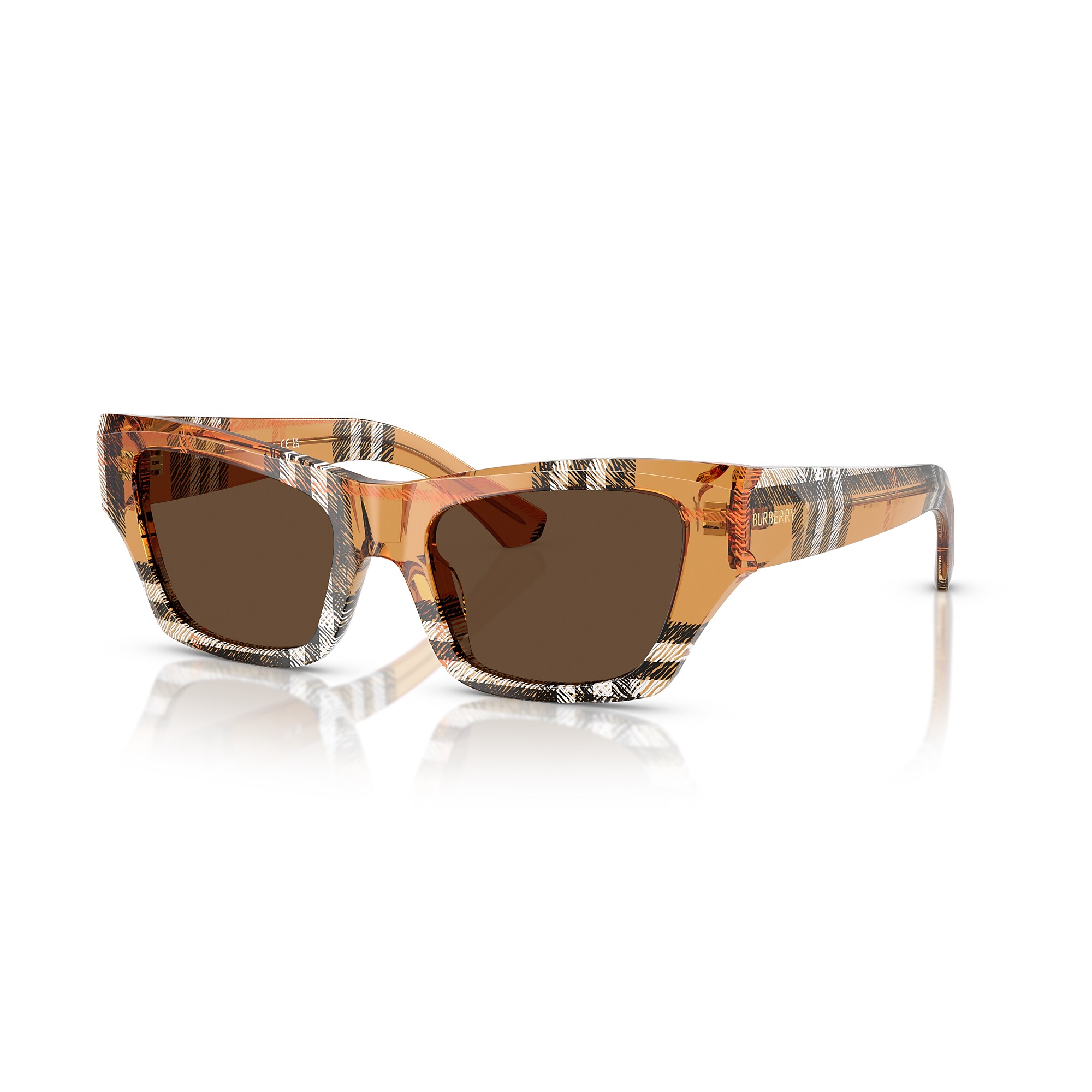 BURBERRY Cat Eye Dark Brown Check Sand Sunglasses BE4441U  display picture 1