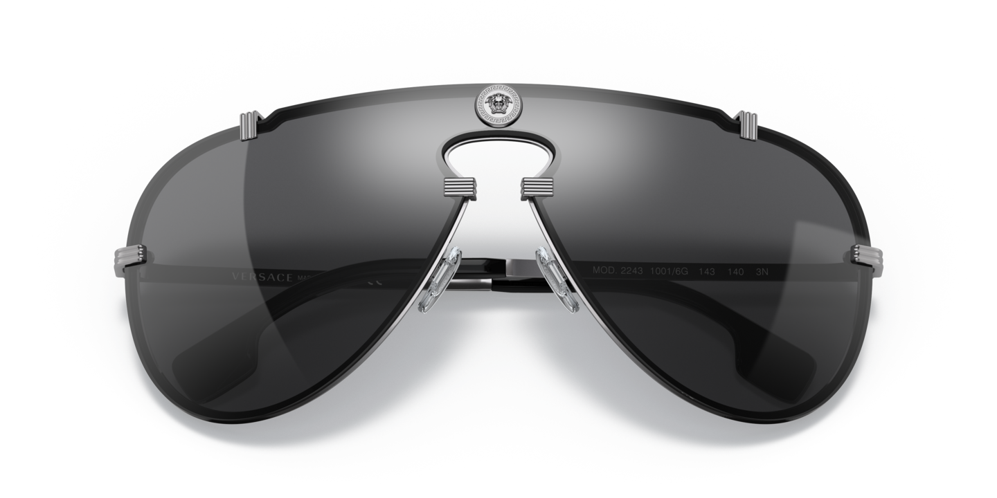 Versace Black and Silver Sunglasses outdoor Versace VE2264 Oval Sunglasses For Men main image 2