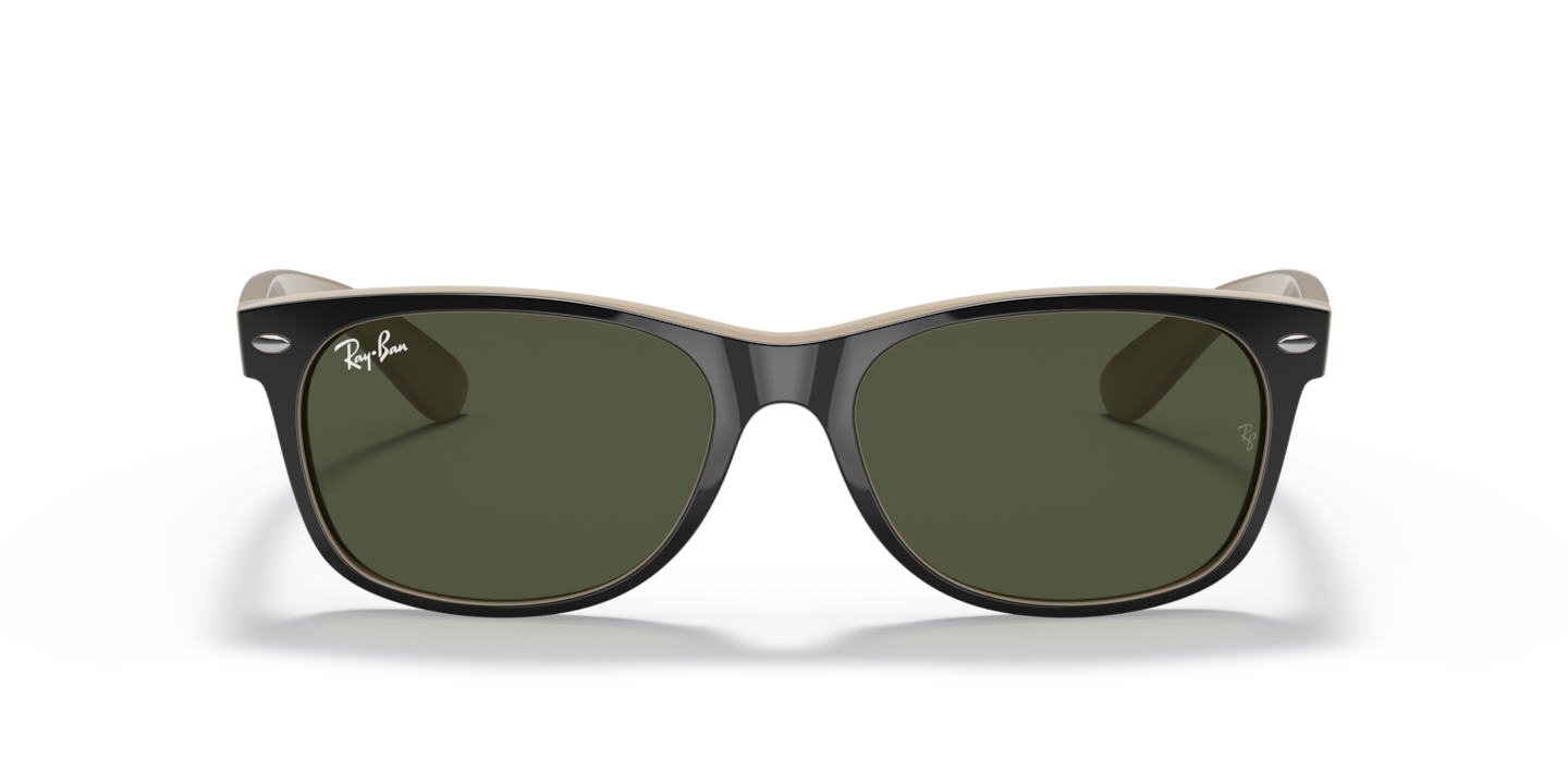 Ray-Ban New Wayfarer RB2132 COLOR-MIX Sunglasses - Black/Transparent 55/18 Ray-Ban New Wayfarer Classic M (55 - 18) with Green lenses  main image 2