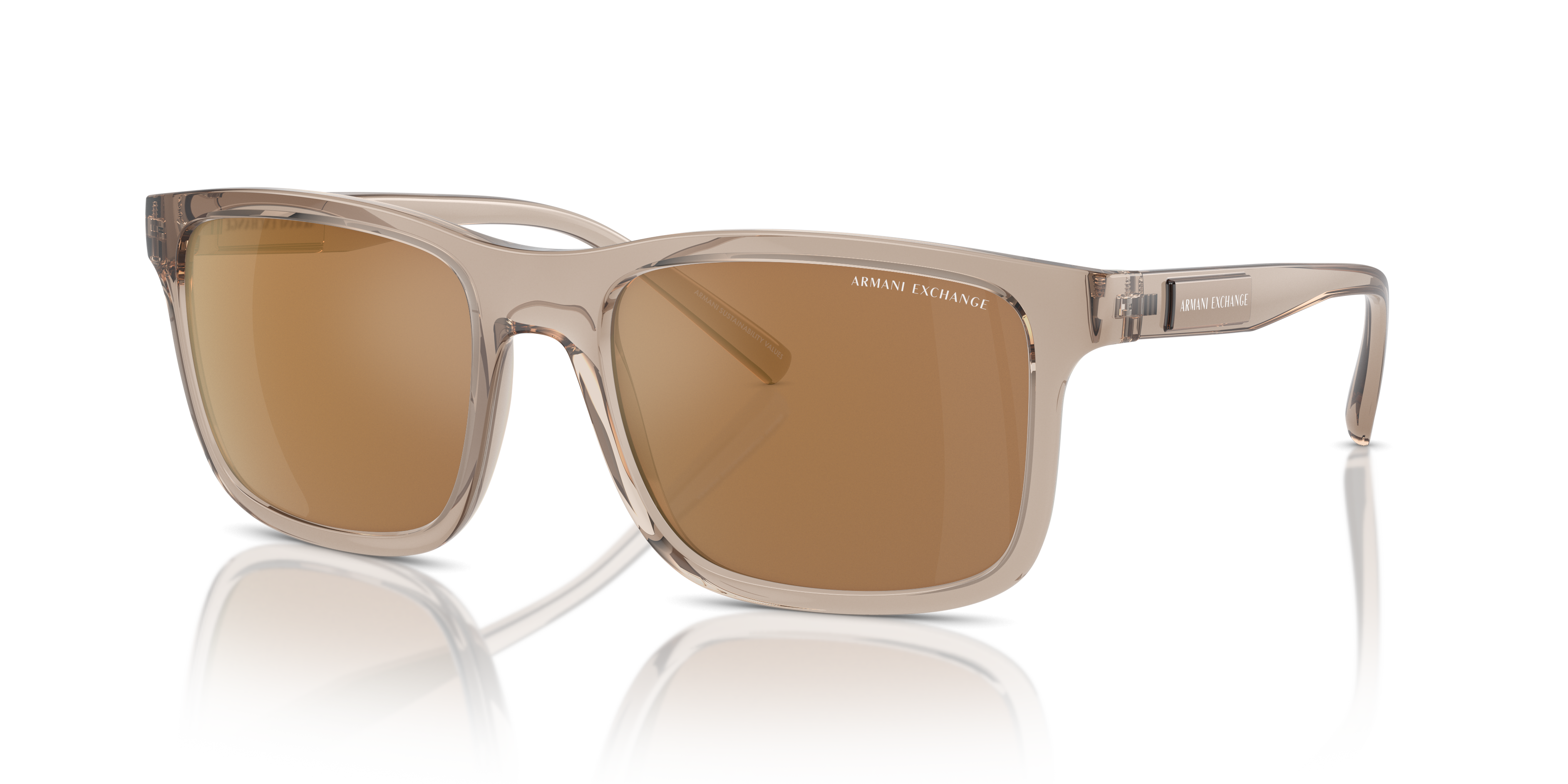 Armani Exchange Unisex Ax4145s Shiny Transparent Brown Size Extra Large 71$