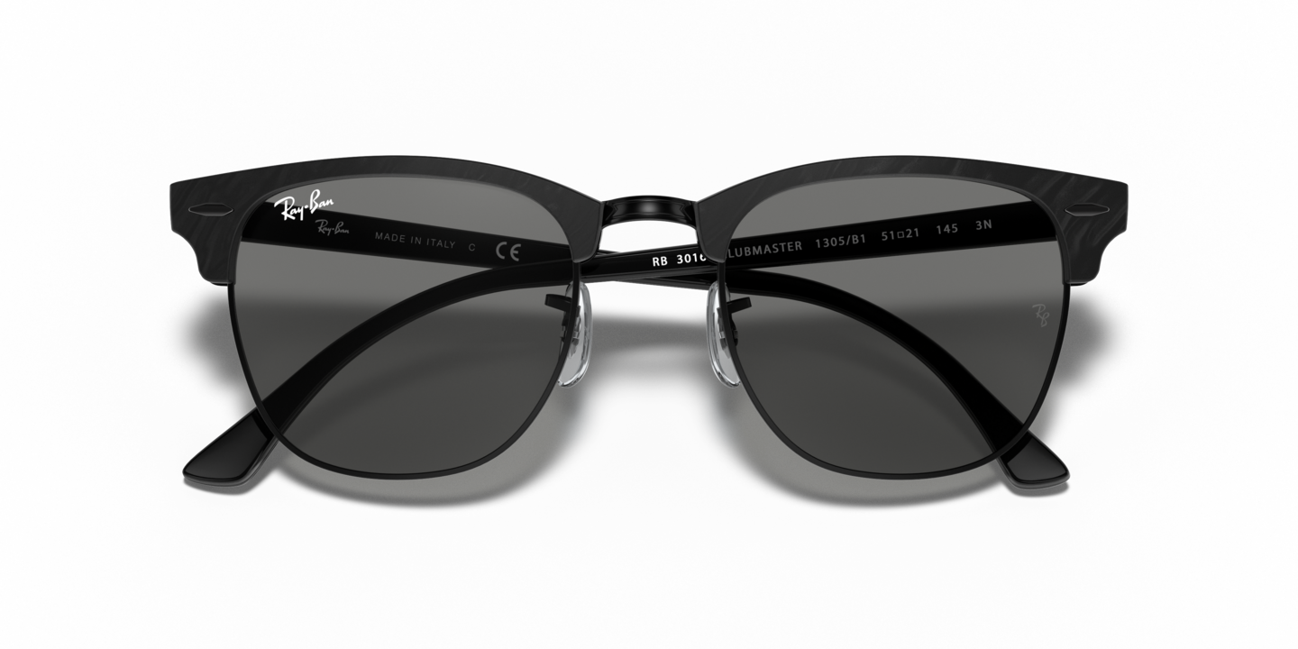 Ray Ban Blue Marble Clubmaster Sunglasses Rayban Clubmaster, Matte Havana on Gold frames/Mirrored Blue  main image 3