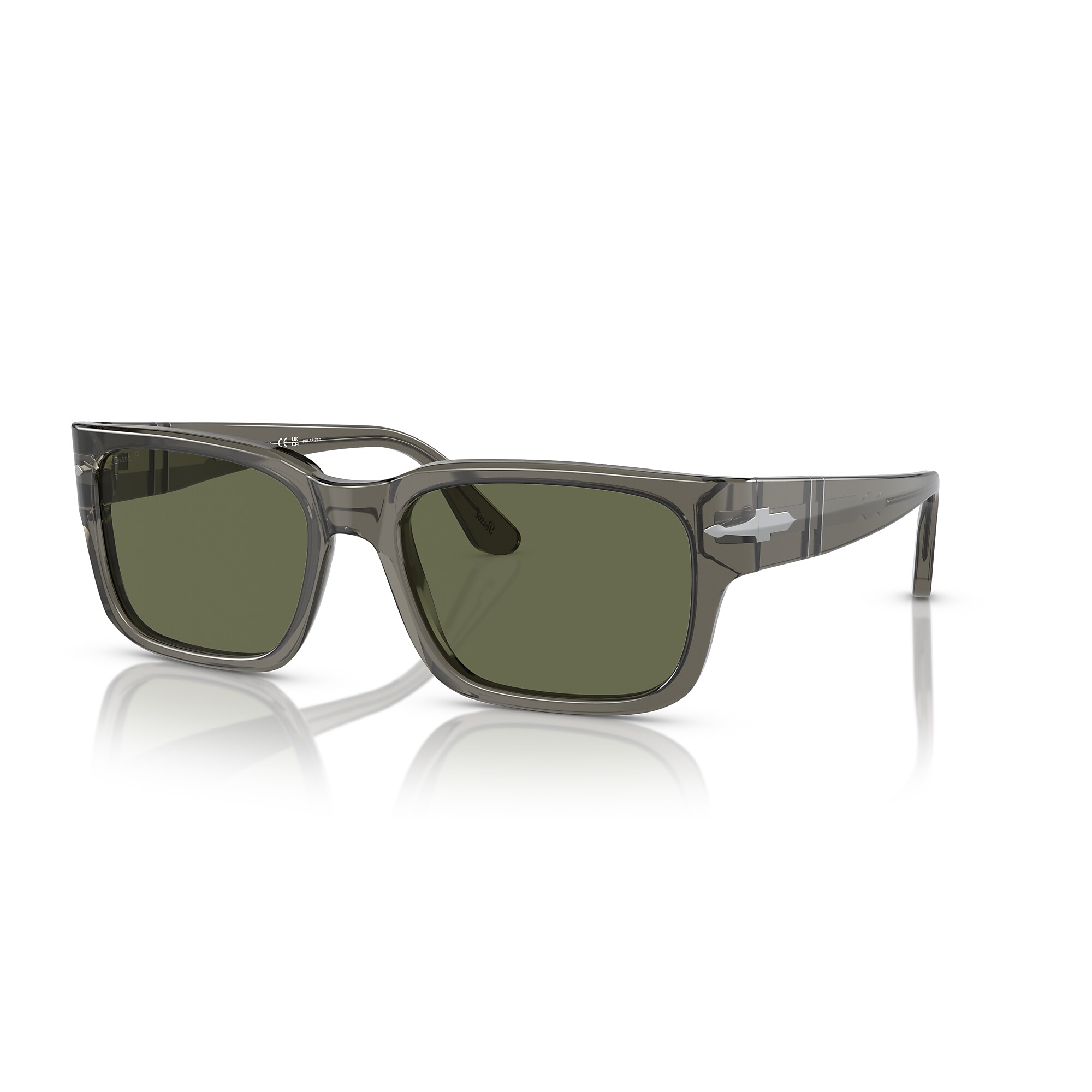 Persol PO3315S Unisex Sunglasses - Polarized Glass Lenses, 100% UV Protection, Taupe Grey Frame