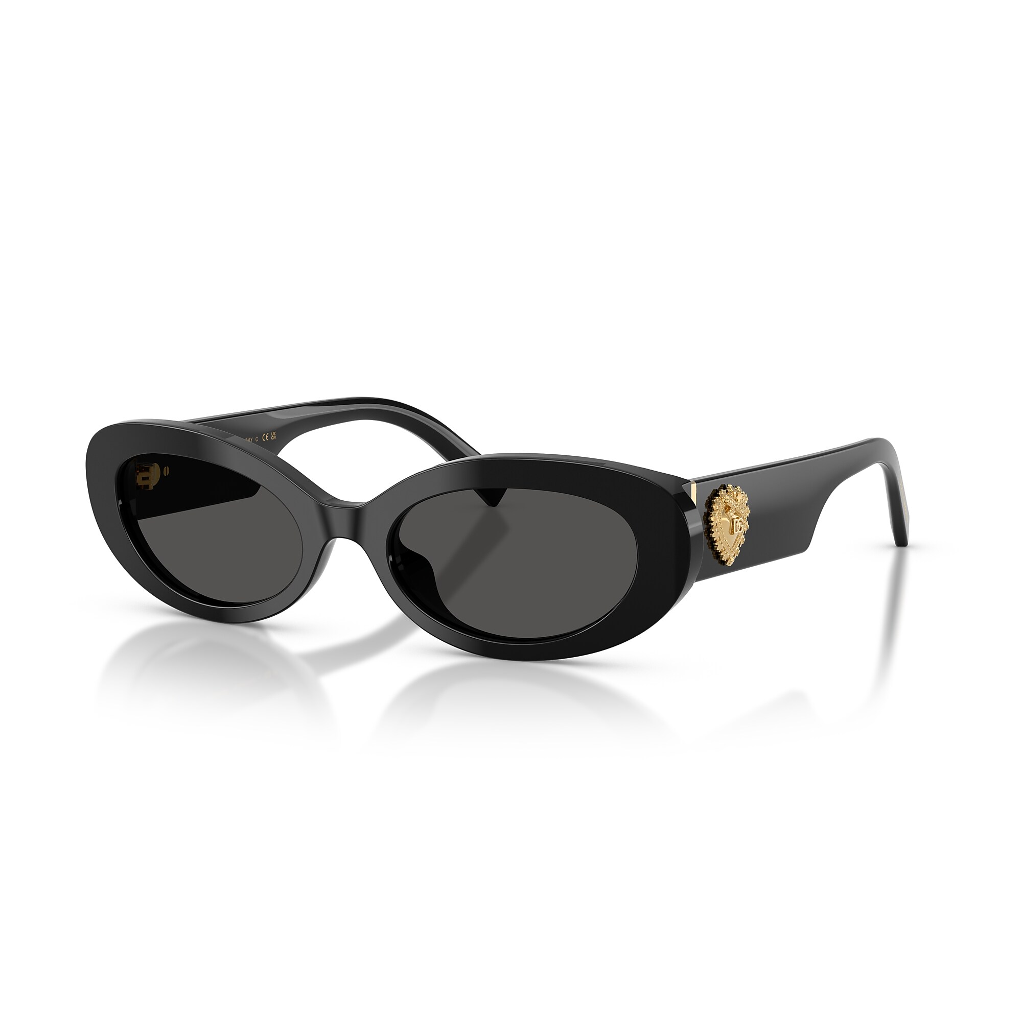New Dolce & Gabbana Sunglasses Black Oval Acetate Gold Metal DG Gray Lens Buy Dolce & Gabbana DG Motif Oval Sunglasses Online  main image 4