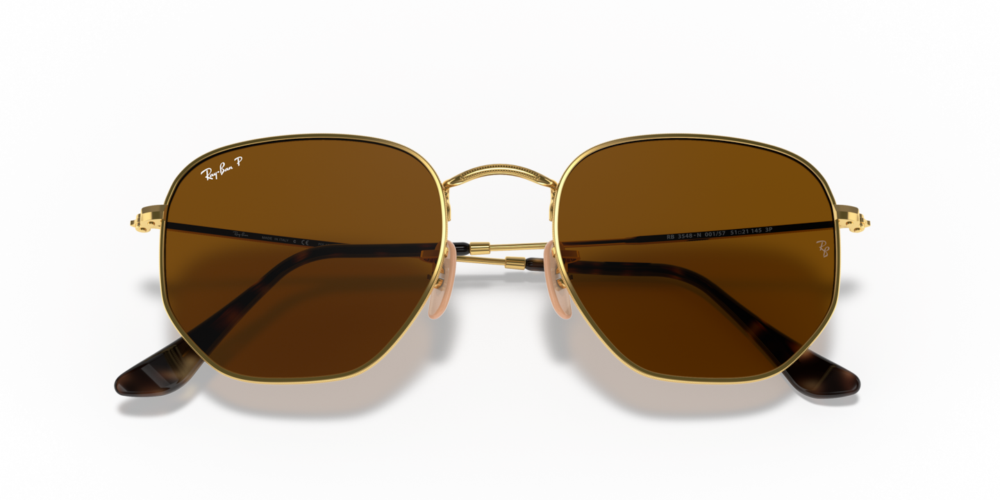 Ray-Ban Hexagonal Flat Lenses Ray-Ban RB3548N Hexagonal Brown , Gold Prescription  main image 2
