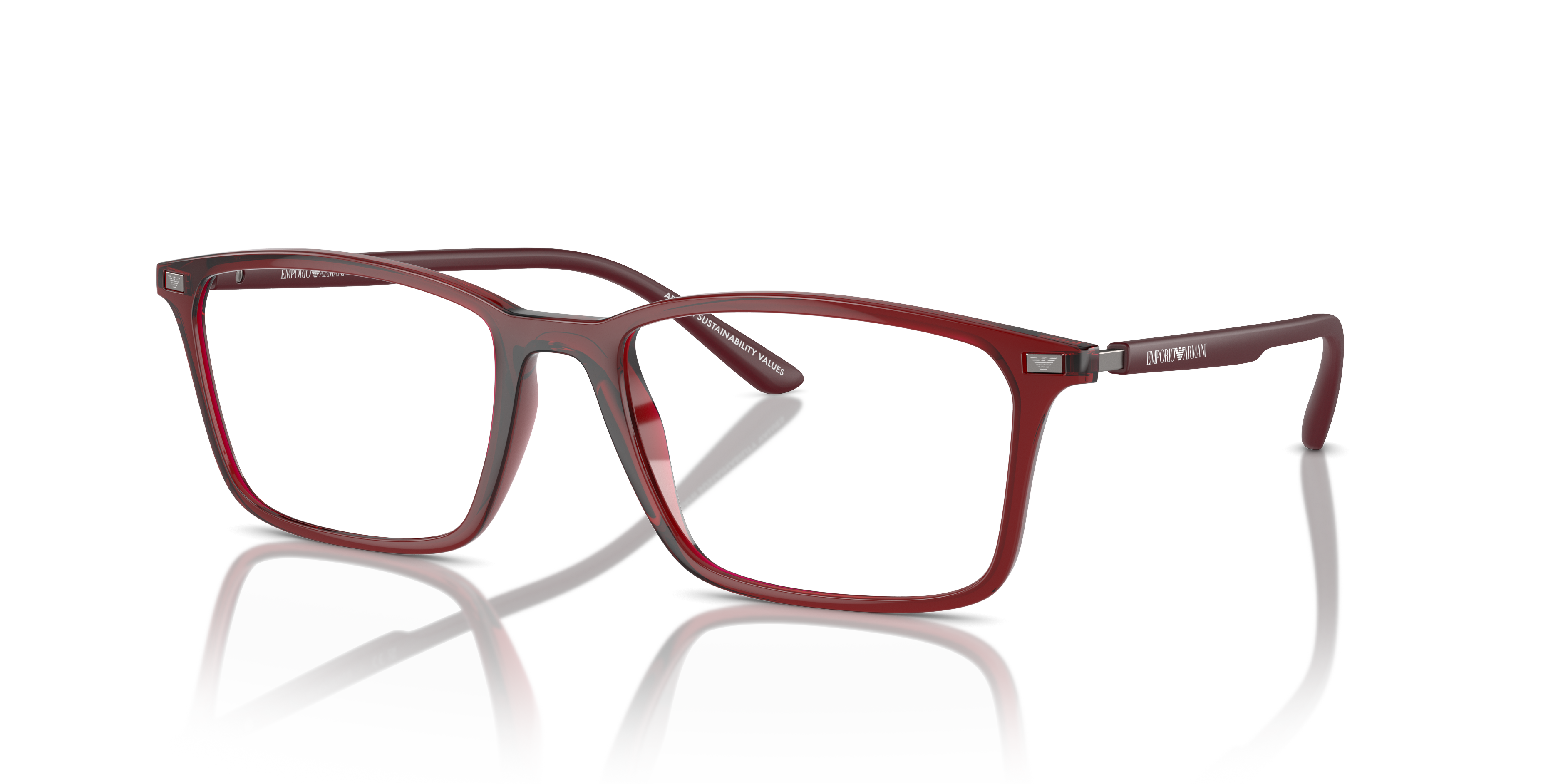 Emporio Armani Unisex Ea3237 Shiny Transparent Bordeaux Size 92$