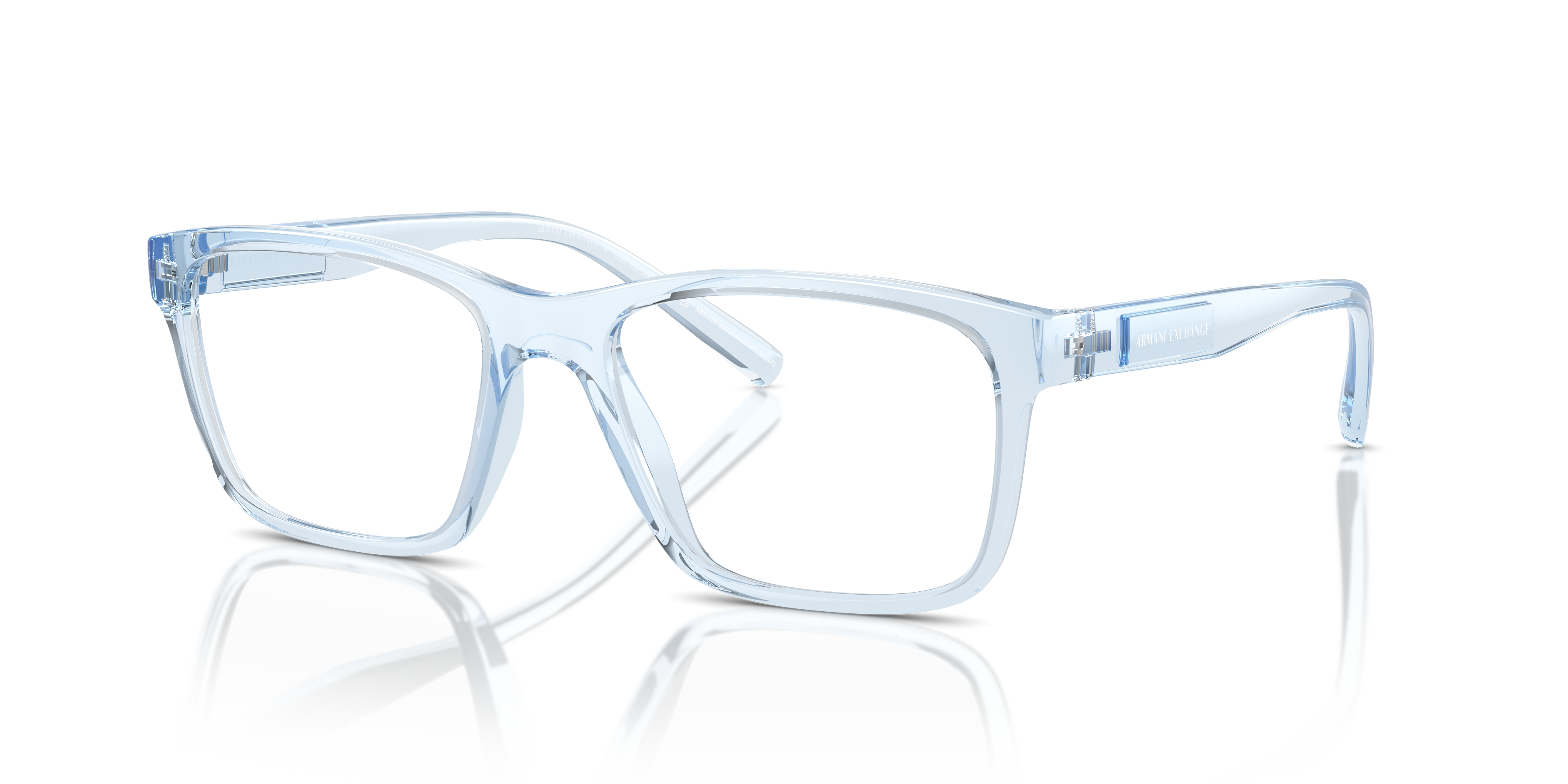 Armani Exchange Unisex Ax3114 Shiny Transparent Blue Size 66$