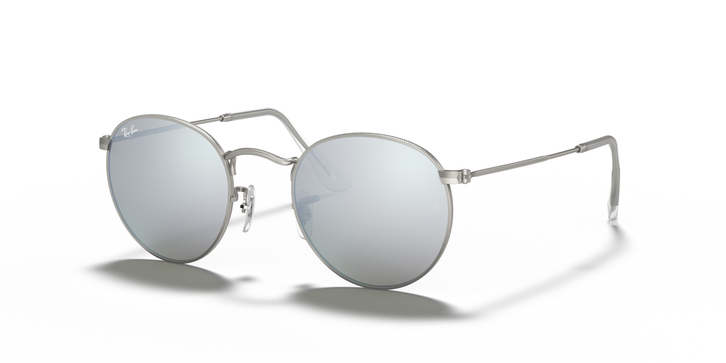Ray-Ban RB3447 Round Flash Lenses Silver
