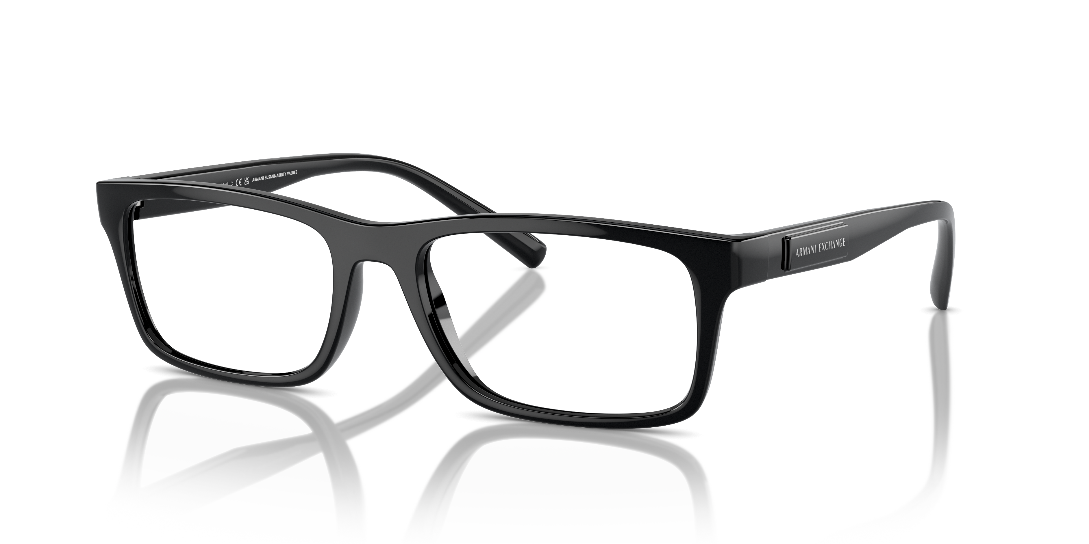 Armani Exchange Unisex Ax3115 Shiny Black Size Extra Large 132$