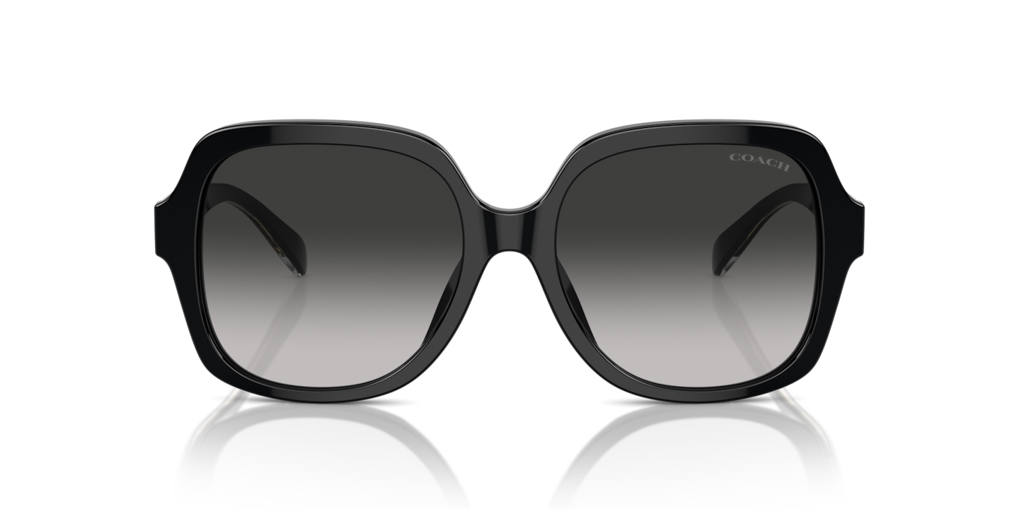 NEW Coach HC 8335U Sunglasses, Black, White Striped Arms, Hard Case Included Coach HC8335U C7989 - Square Dark Tortoise Frame  main image 2