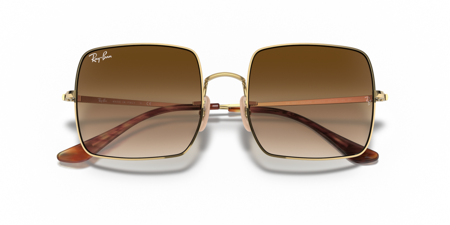 Ray-Ban Square Classic Sunglasses RB1971 Gold Frame Light Brown Gradient Lenses Ray-Ban Sunglasses RB1971 SQUARE 9202/G9 Gold Frame w  main image 2